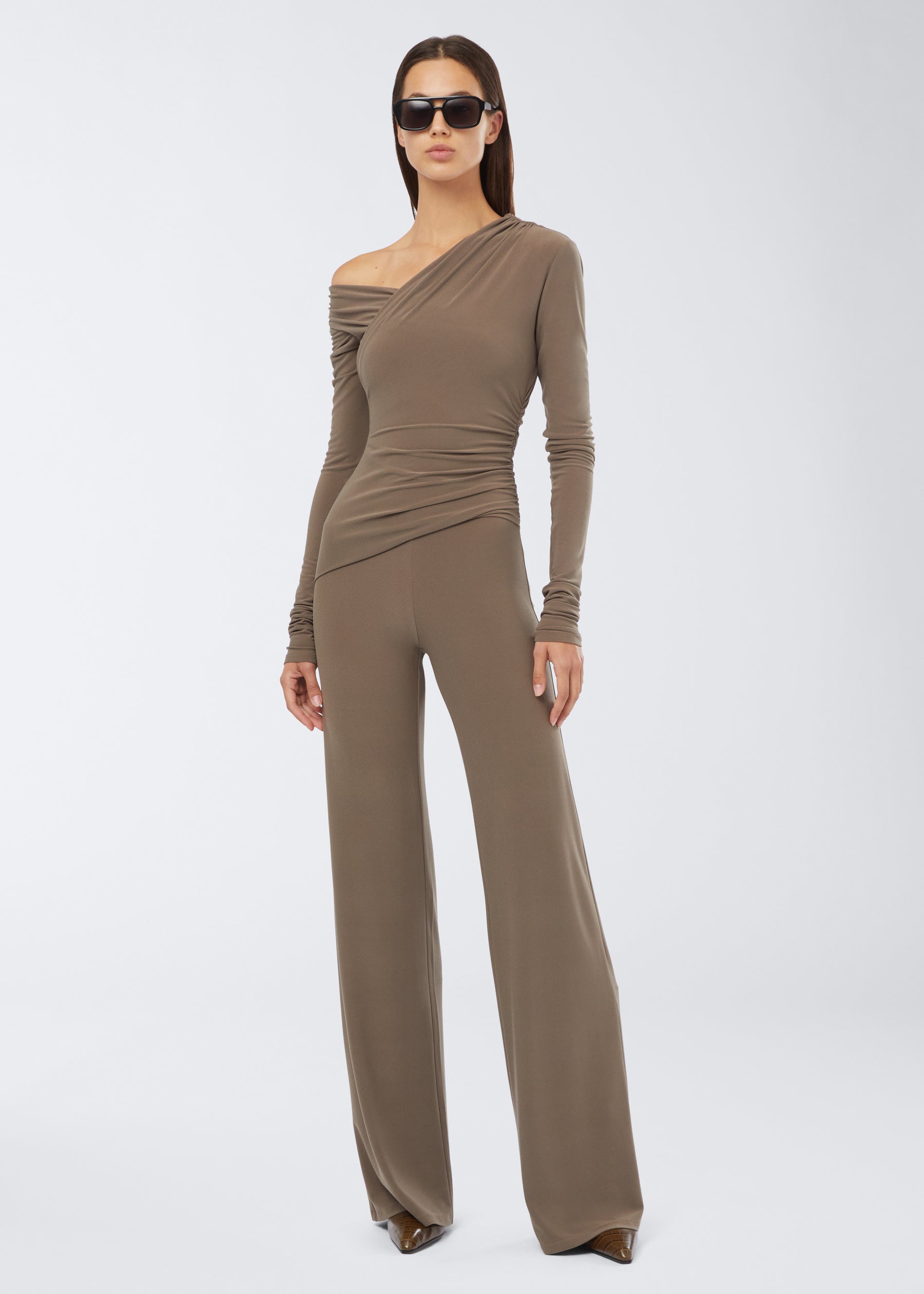 Cowl Back Dress in Crushed Satin