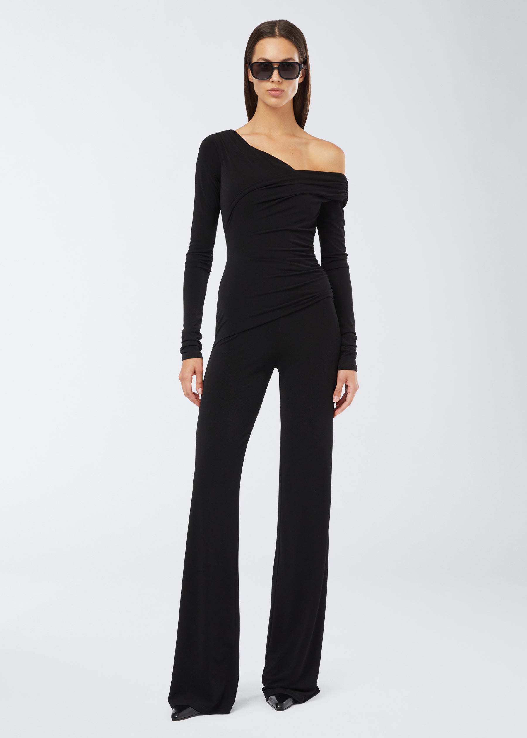 Tamara Long Sleeveless Draped Maxi Jumpsuit Black The Andamane