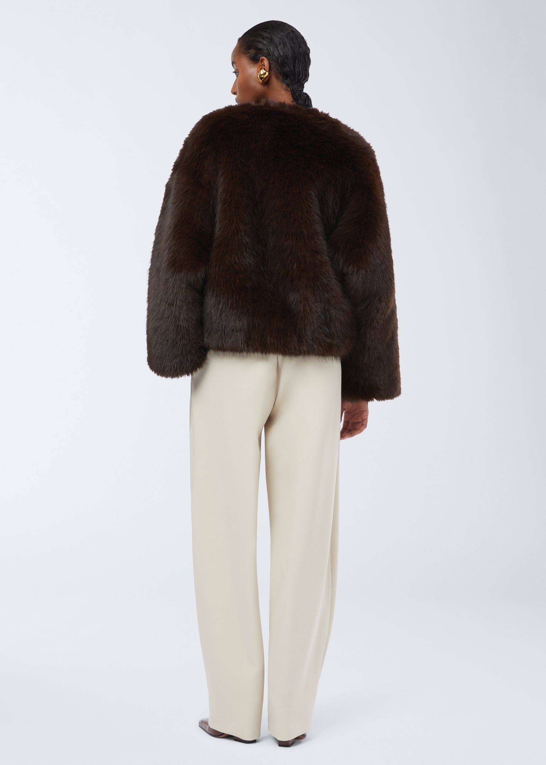 Taylor Jacket Faux Fur Maxi Jacket Brown The Andamane